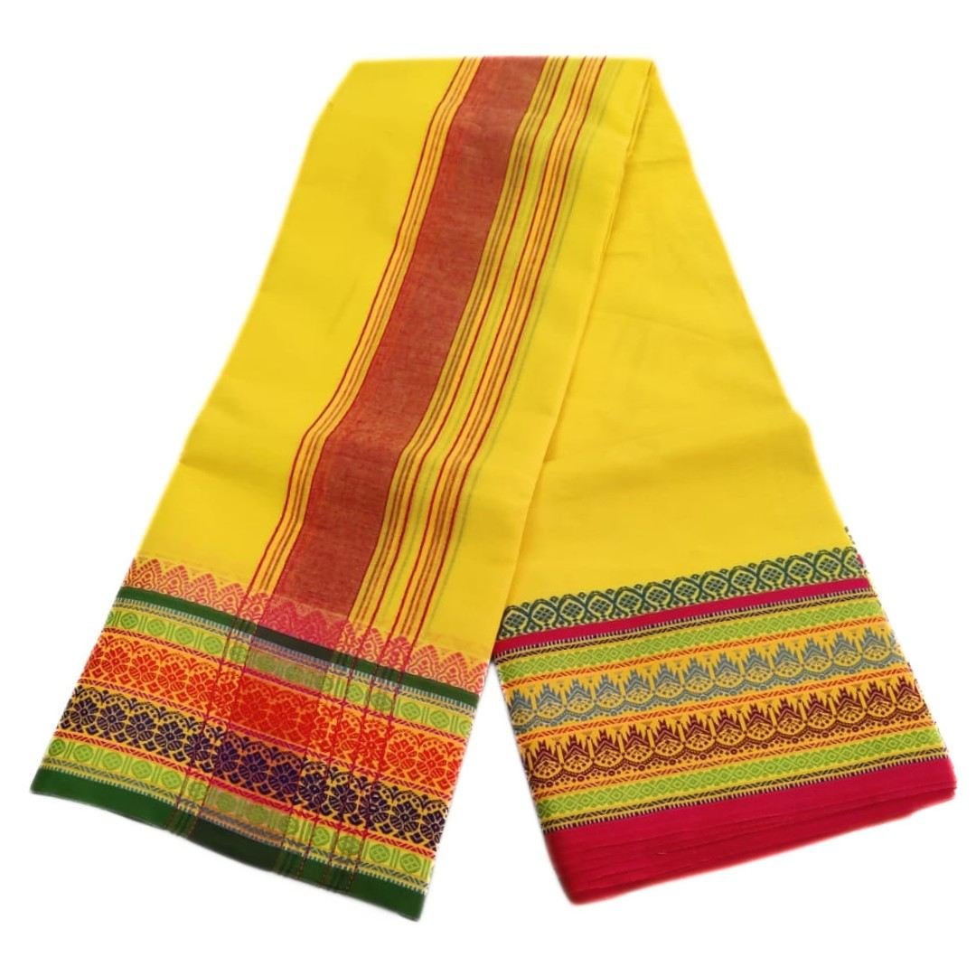 6 Inch Kuchipate Yellow Color Dhoti | Only Omkar Dhotis - Image 2