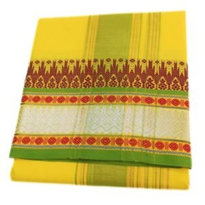 6 Inch Kuchipate Yellow Color Dhoti | Only Omkar Dhotis