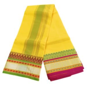 6 Inch Kuchipate Yellow Color Dhoti | Only Omkar Dhotis
