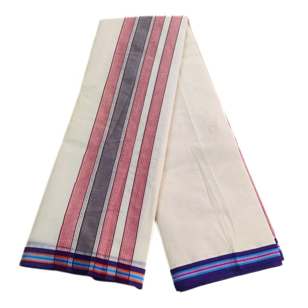Premium Half White Vaishnava Cotton Border Dhoti - Image 2