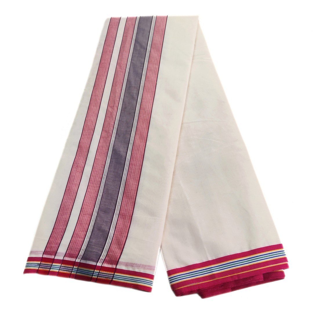 Premium Half White Vaishnava Cotton Border Dhoti - Image 4