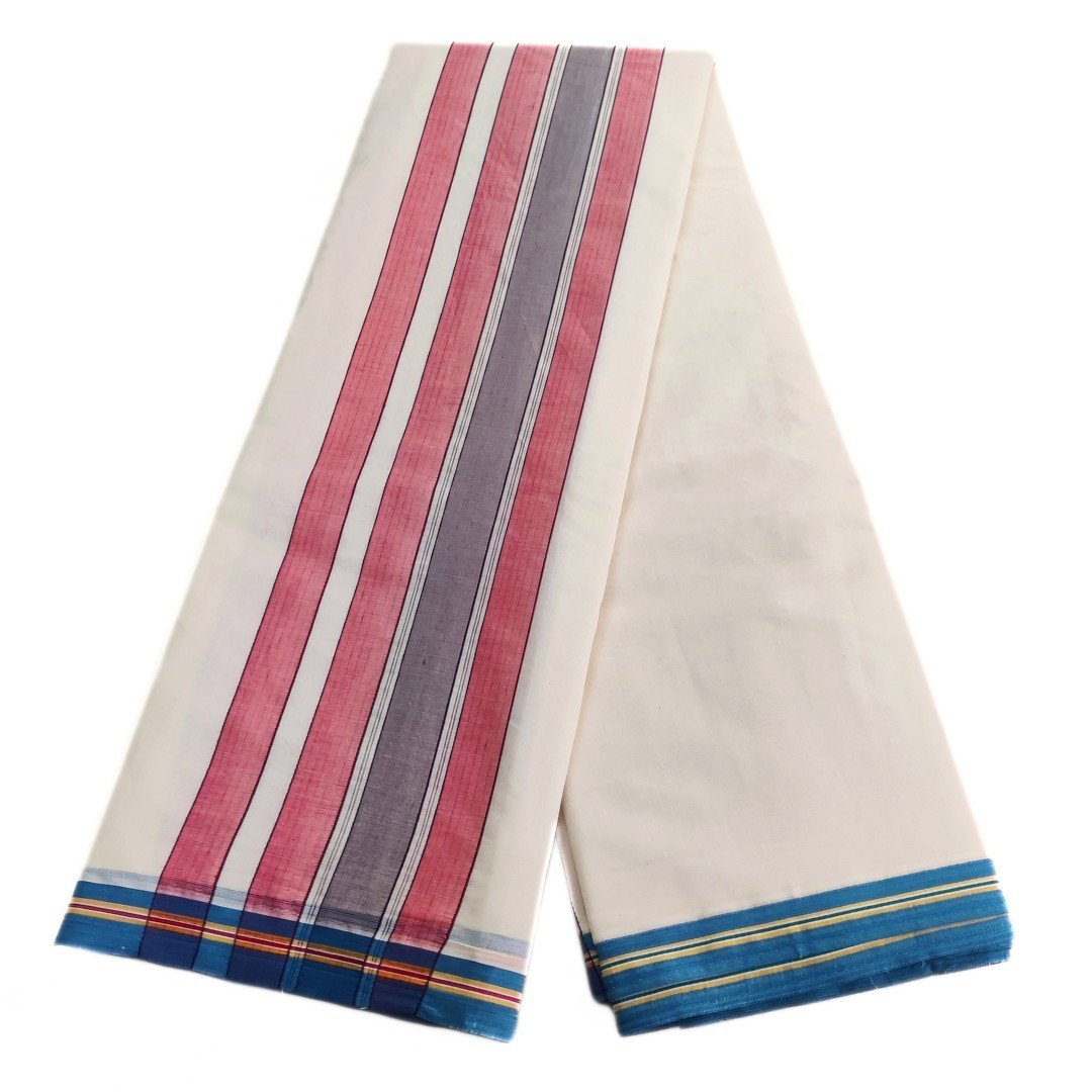 Premium Half White Vaishnava Cotton Border Dhoti - Image 3