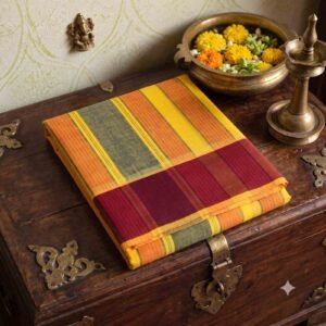 3 Inch Plain Border Yellow Color Dhoti | Only Omkar Dhotis
