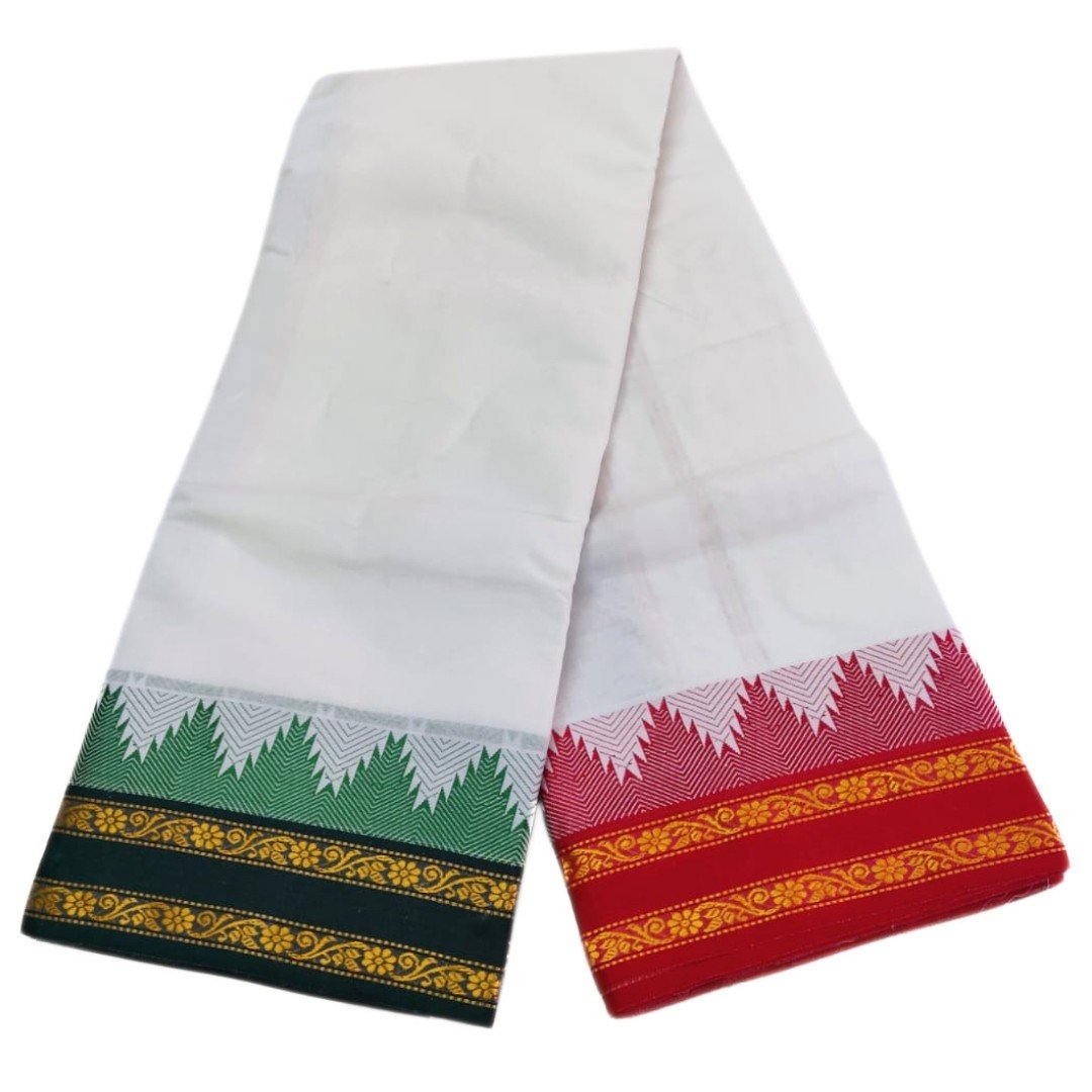 Fancy Tower Traditional Temple Border Dhoti | 10x6 | Only Omkar Dhotis - Image 2
