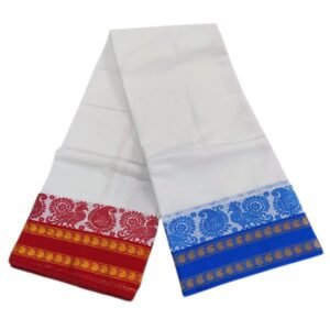 Fancy Tower Peacock Designed Temple Border Dhoti | 10×6 | Only Omkar Dhotis