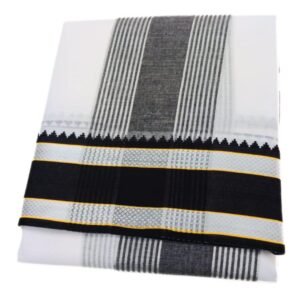 Black Border Dhoti With Silver Zarigai Dhoti | Only Omkar Dhotis | 9×5