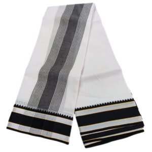 Black Border Dhoti With Silver Zarigai Dhoti | Only Omkar Dhotis | 9×5