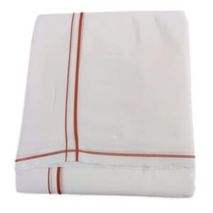 Premium Thick Cotton Single Line White Dhoti | Only Omkar Dhoti | 9×5