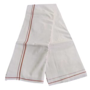 Premium Thick Cotton Single Line White Dhoti | Only Omkar Dhoti | 9×5