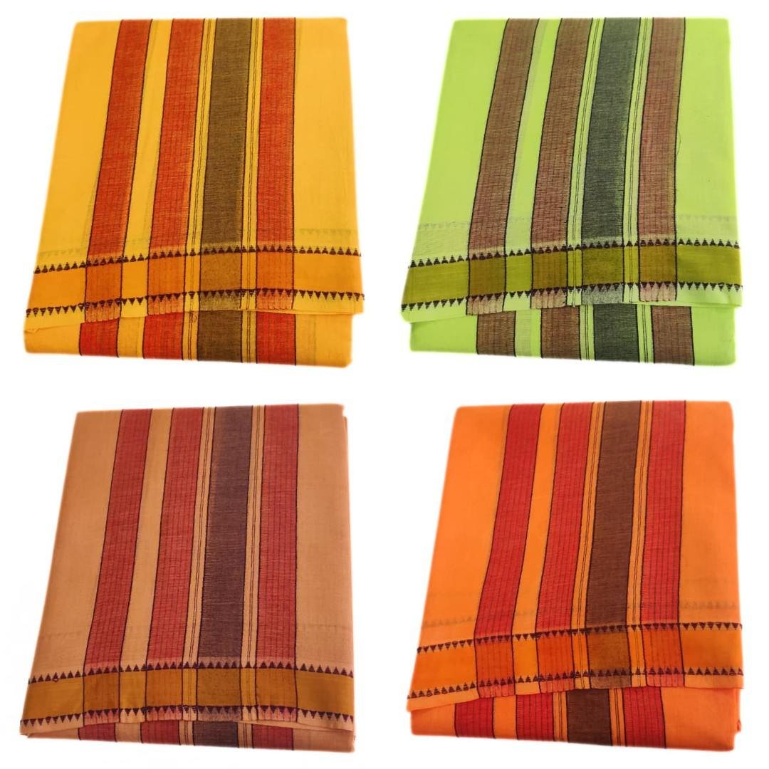 1 Inch Double Mokku Cotton Border Dhoti Color | Only Omkar Dhotis | 9x5