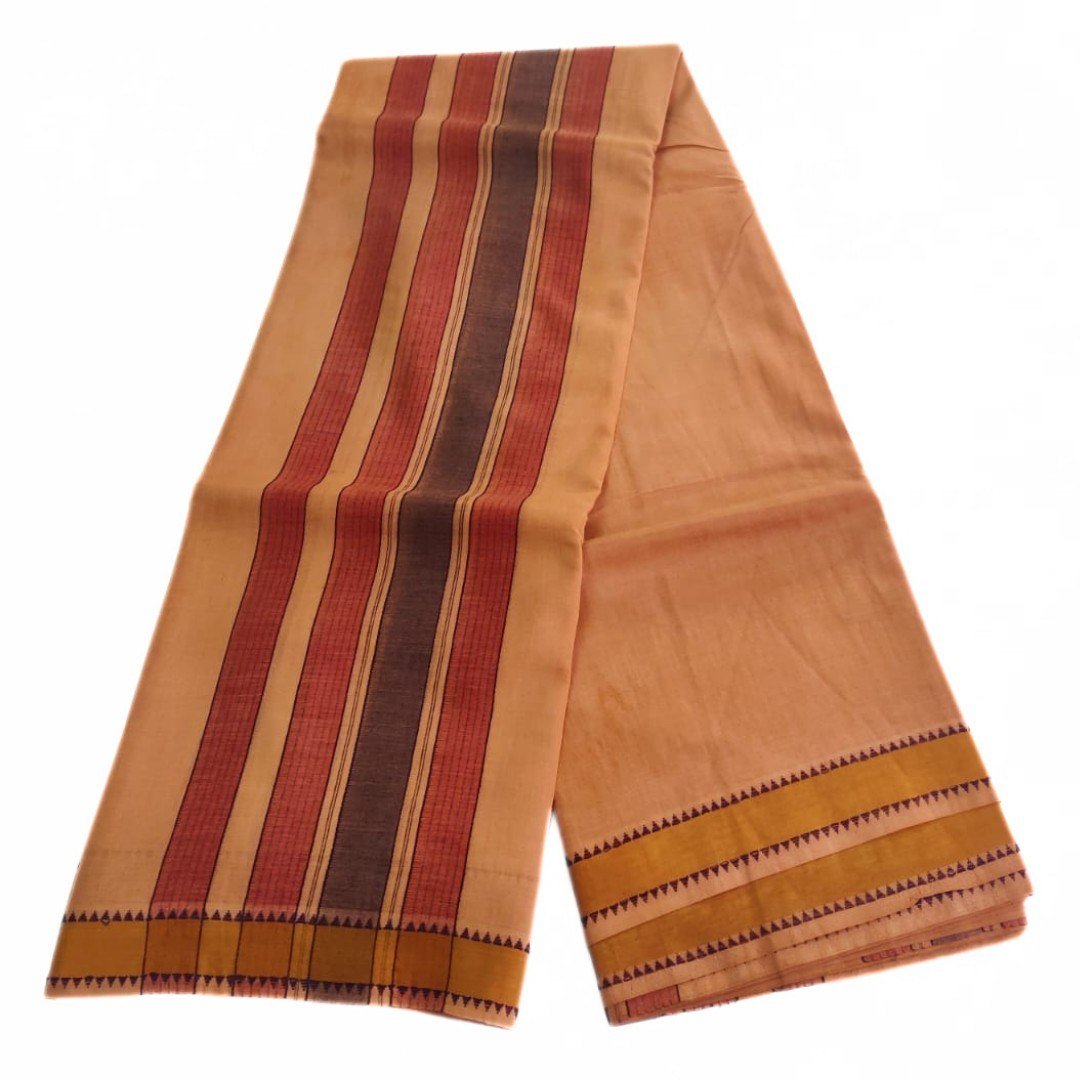 1 Inch Double Mokku Cotton Border Dhoti Color | Only Omkar Dhotis | 9x5 - Image 3